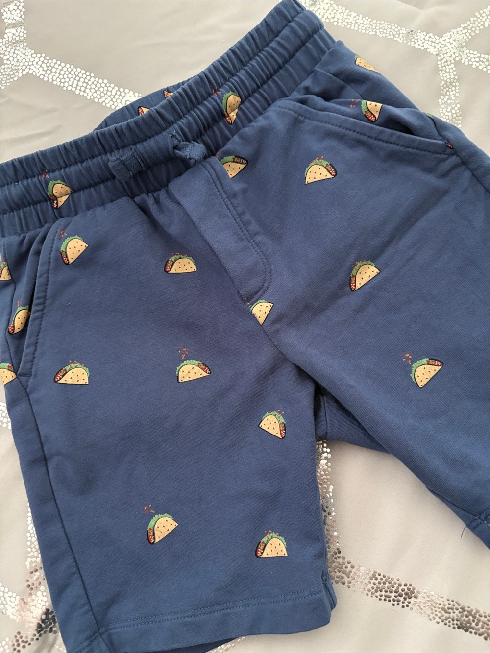 Boys Navy Taco-Print Pull-On Shorts